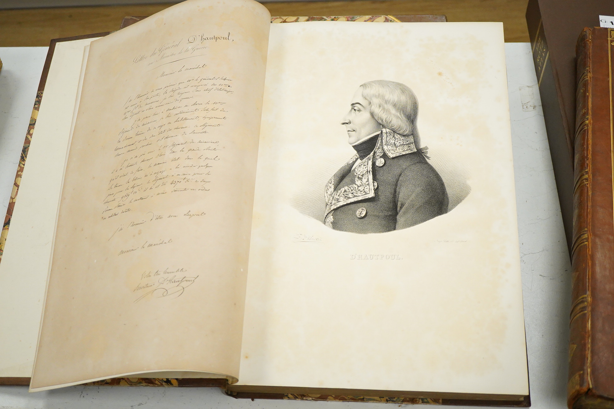 Delpech, Francois-Seraphin - Iconographie Contemporains ... 2 vols. 205 lithographed portrait plates, with facsimile autograph letter (etc.) by the subject on adjacent leaf; later 19th cent. half morocco and marbled boar